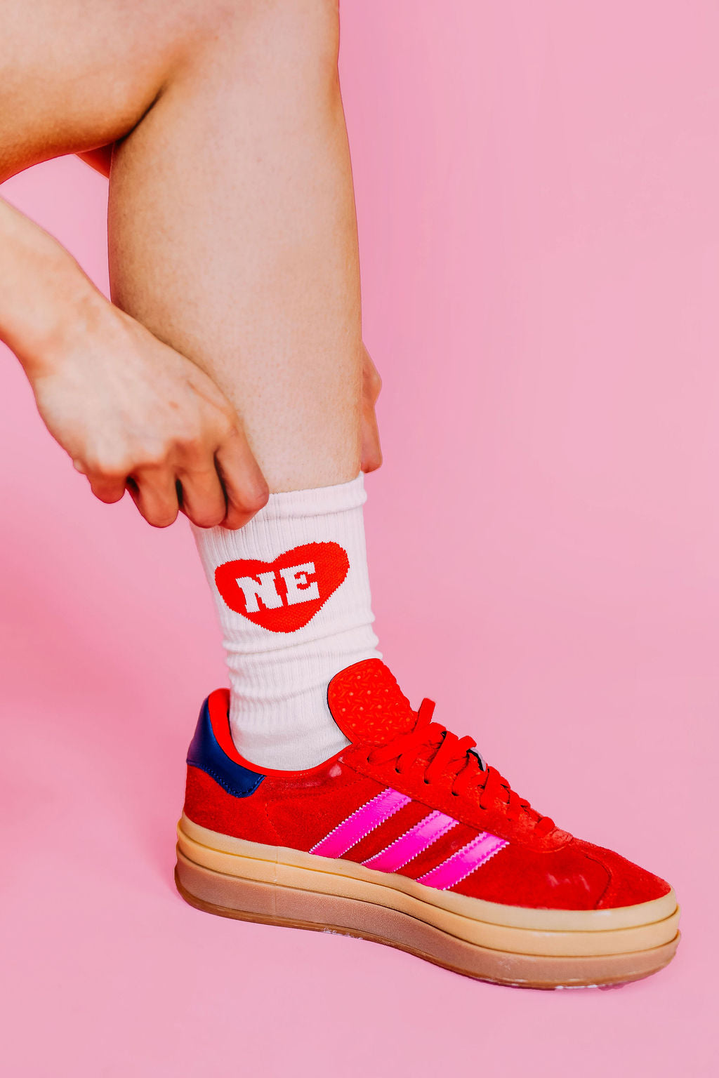 NE Heart Crew Socks