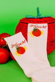 Stay Fresh Tomato Crew Socks