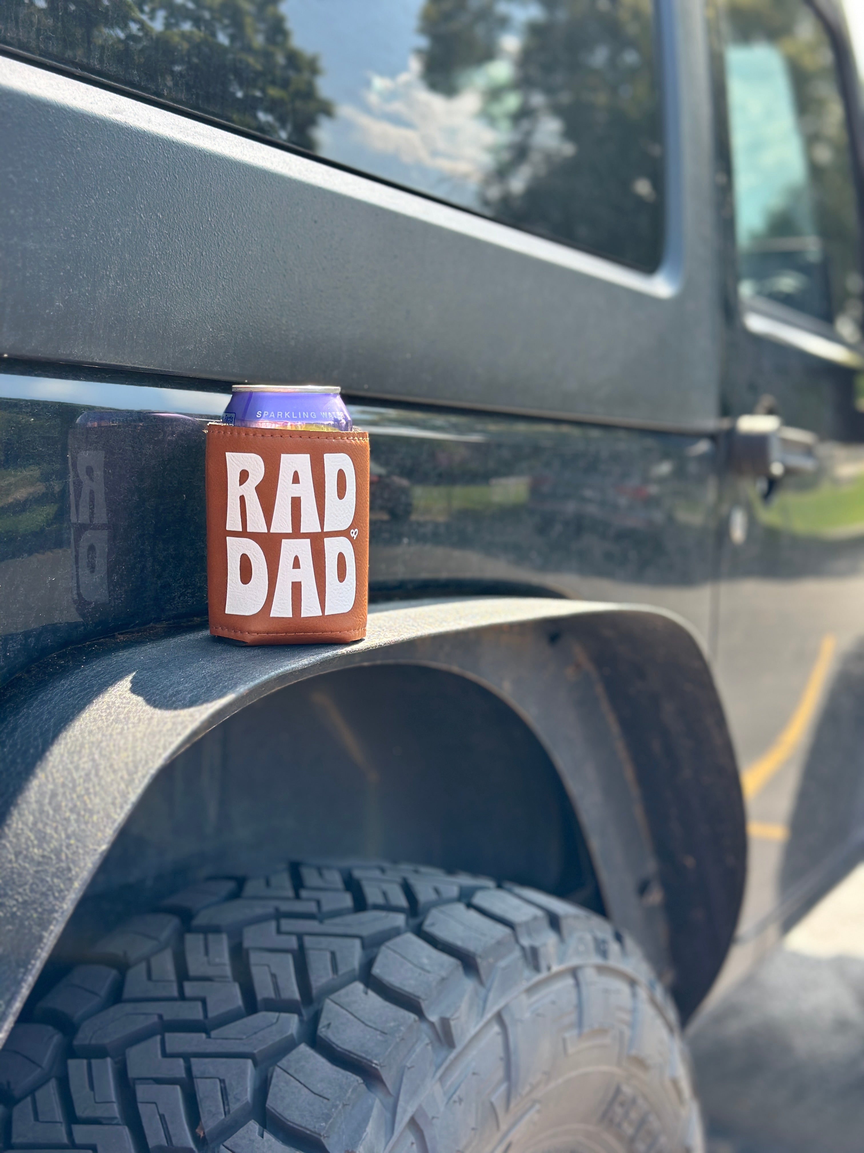 Rad Dad Cognac Leather Koozie
